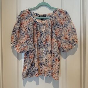 Fifteen Twenty Blue and Red Floral Blouse